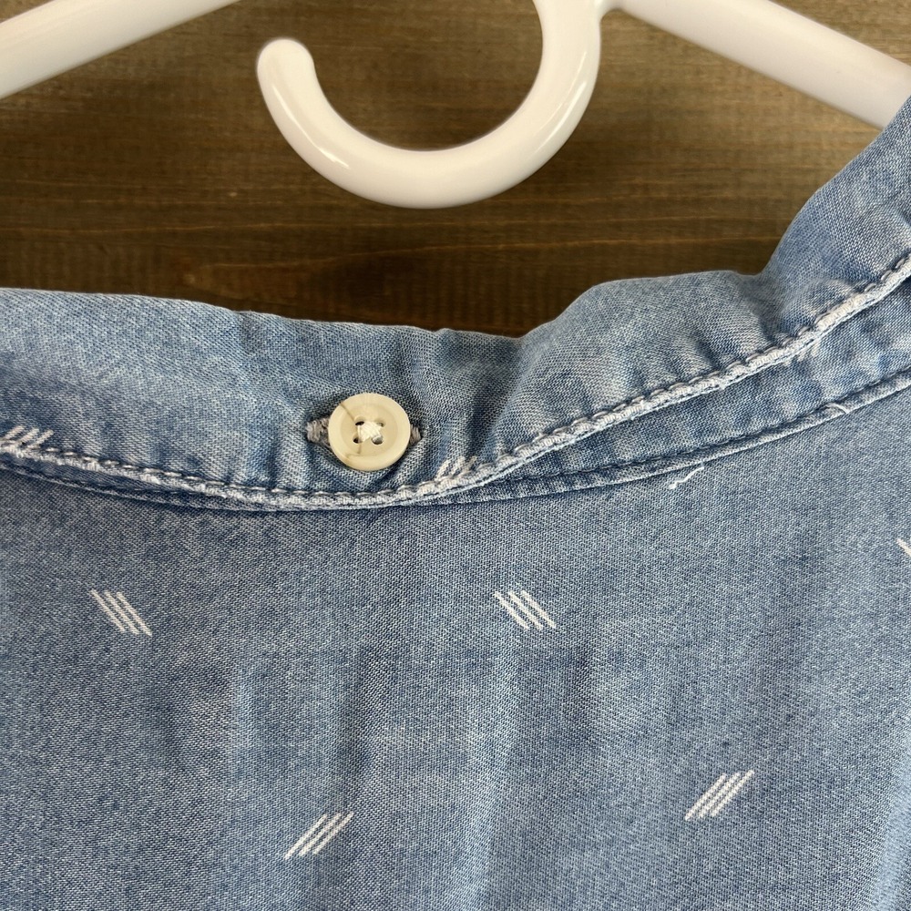 Thread & Supply Womens Dress Cap Sleeve Button Up Pockets Chambray Tencel Medium - Picture 7 of 8